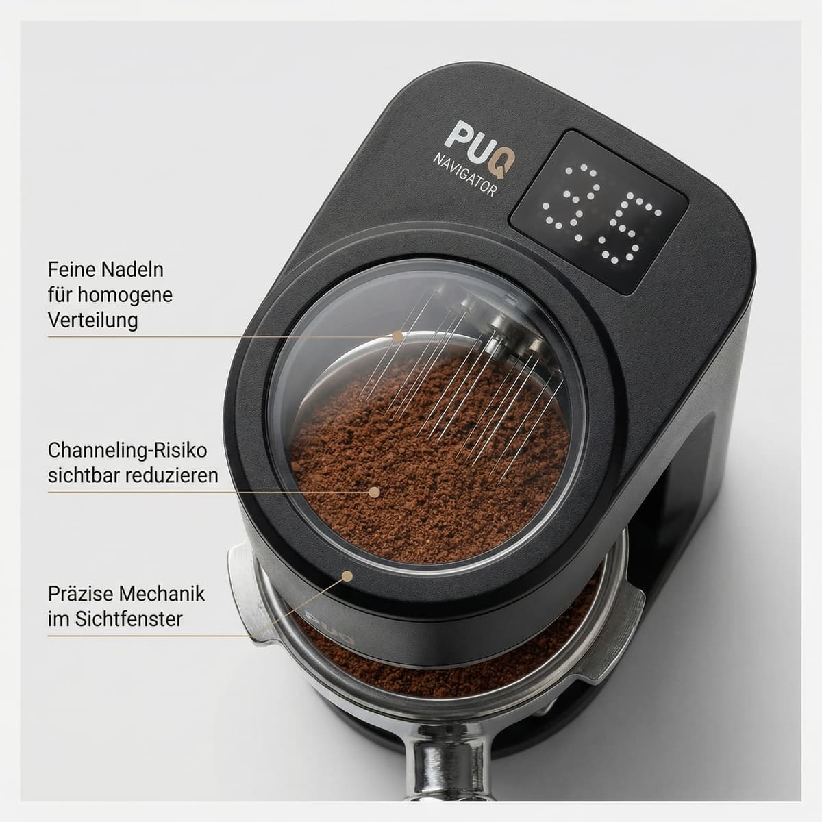 AI-optimized Amazon product image: coffee grinder with feature highlights